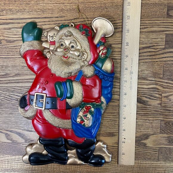 Vintage 12" Plastic Santa Claus Wall Hanging Christmas Decor Door Holiday - Picture 7 of 11